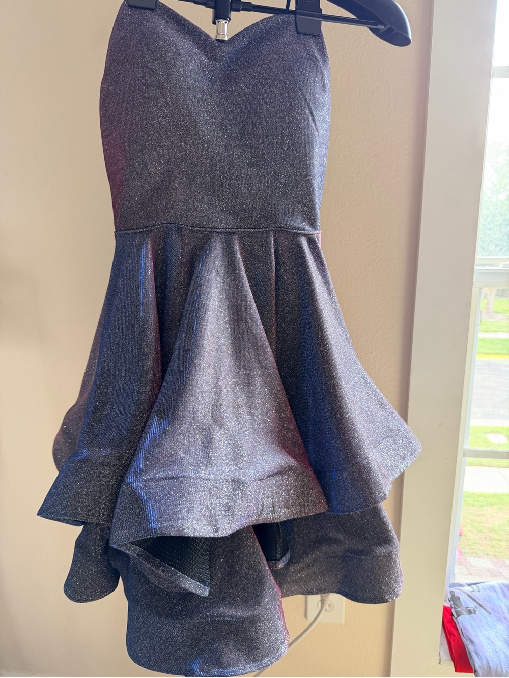 Girls Sparkle Black High-Low Party Dress
